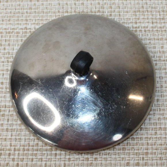 VINTAGE FARBERWARE 7.25" REPLACEMENT LID ONLY STAINLESS BLACK KNOB - Picture 2 of 14